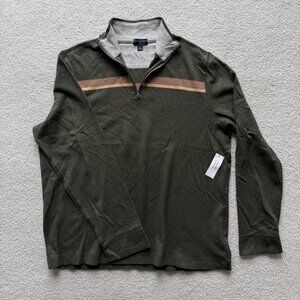 Banana Republic Navy Green Half Zip Sweater Men's XL 100% Cotton